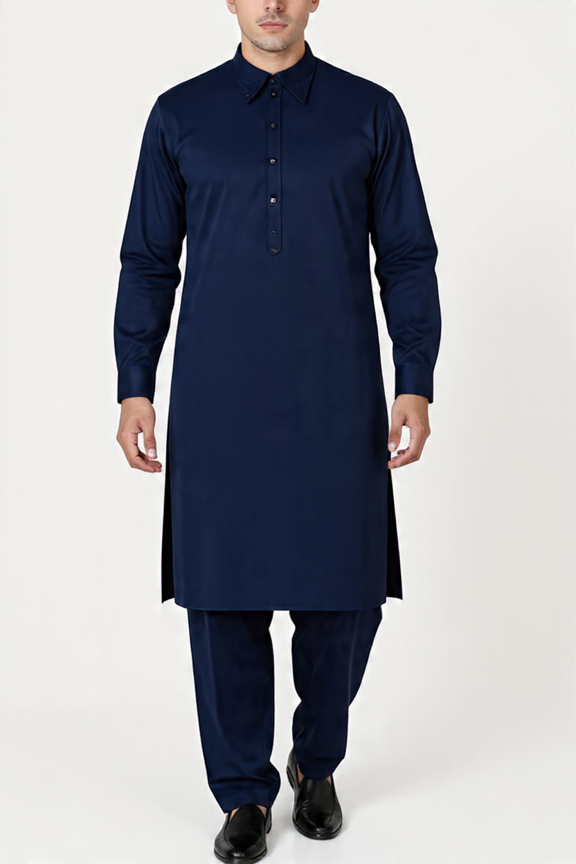 NIRAQ Men's Shalwar Kameez - Blue Classic