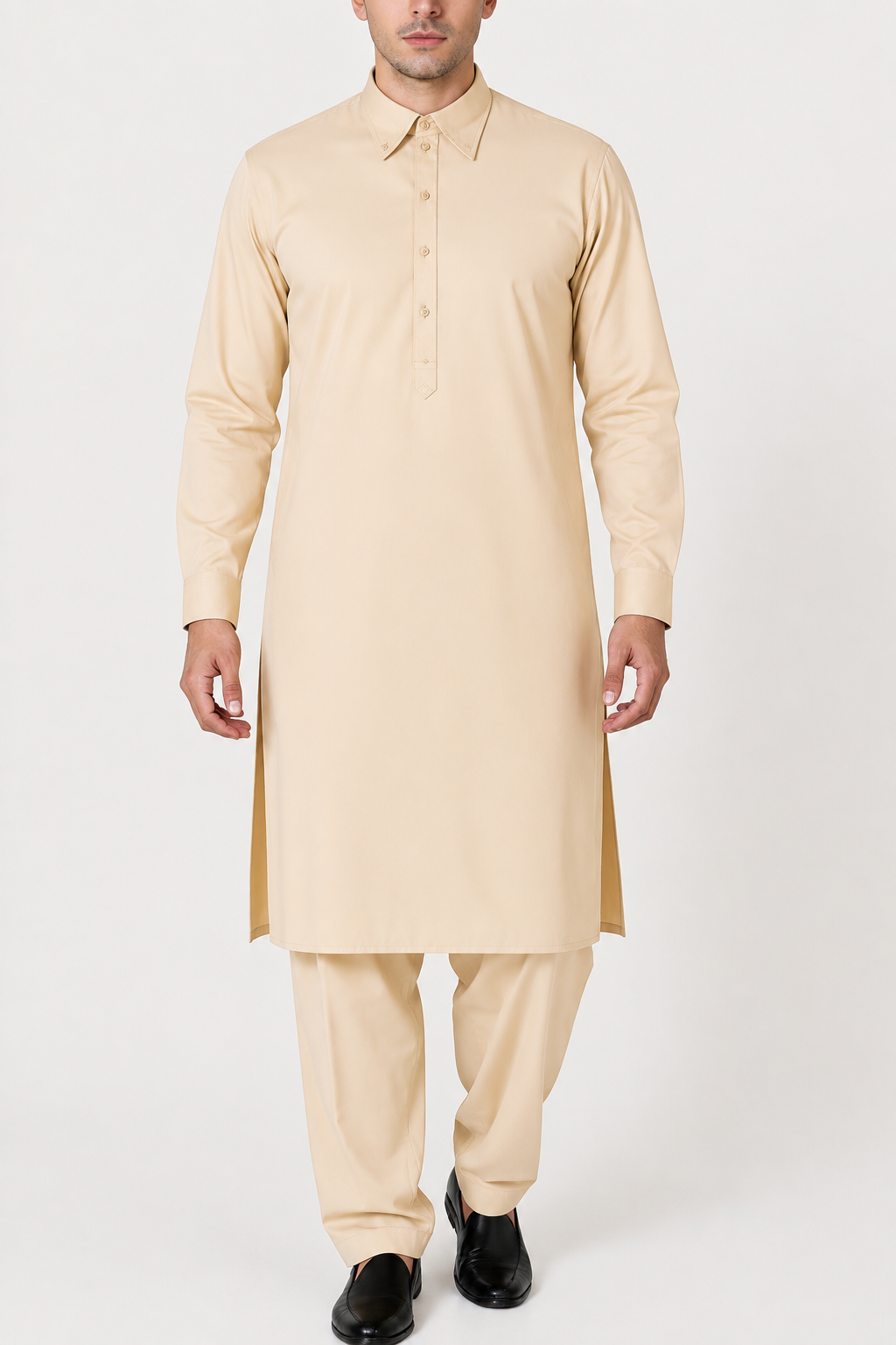 NIRAQ Men's Shalwar Kameez - Peach Sand